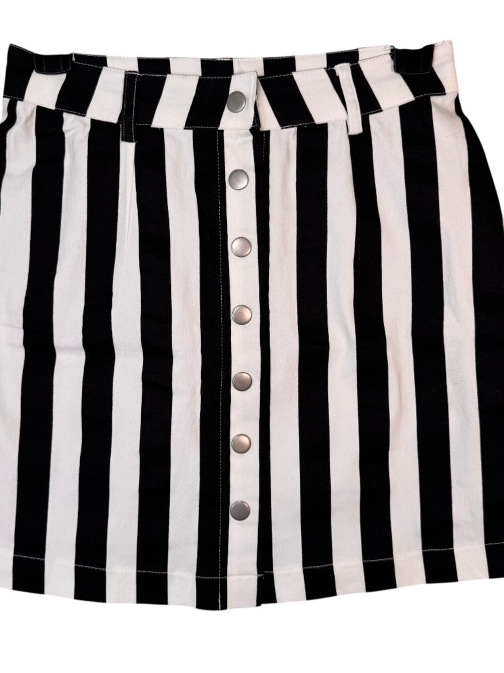 Black & White Striped Skirt w/ Buttons Goth Punk Emo Metal Alternative Grunge S